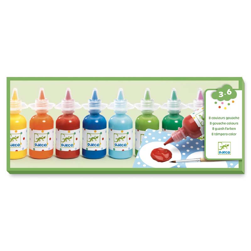 8 Bottles of Gouache Paint by Djeco