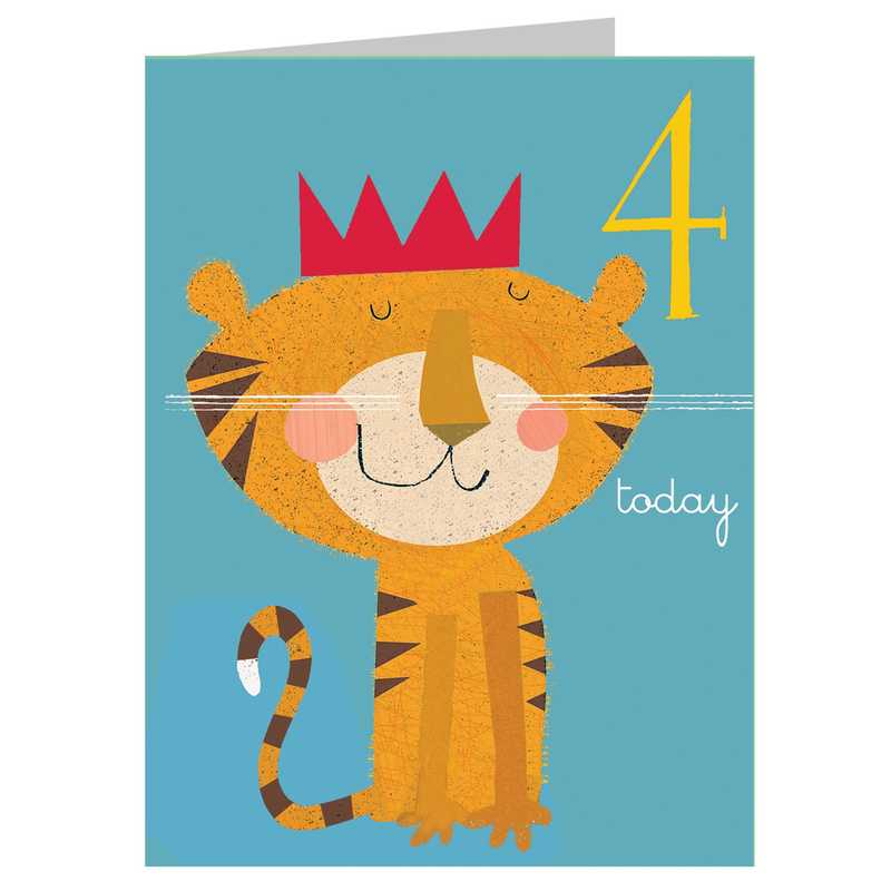 Mini Age Four Tiger Birthday Card by Kali Stileman