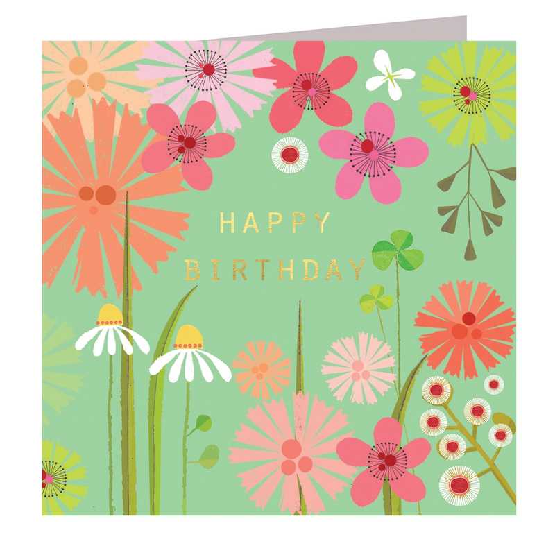 Gold Foiled Pea Green Birthday Card by Kali Stileman