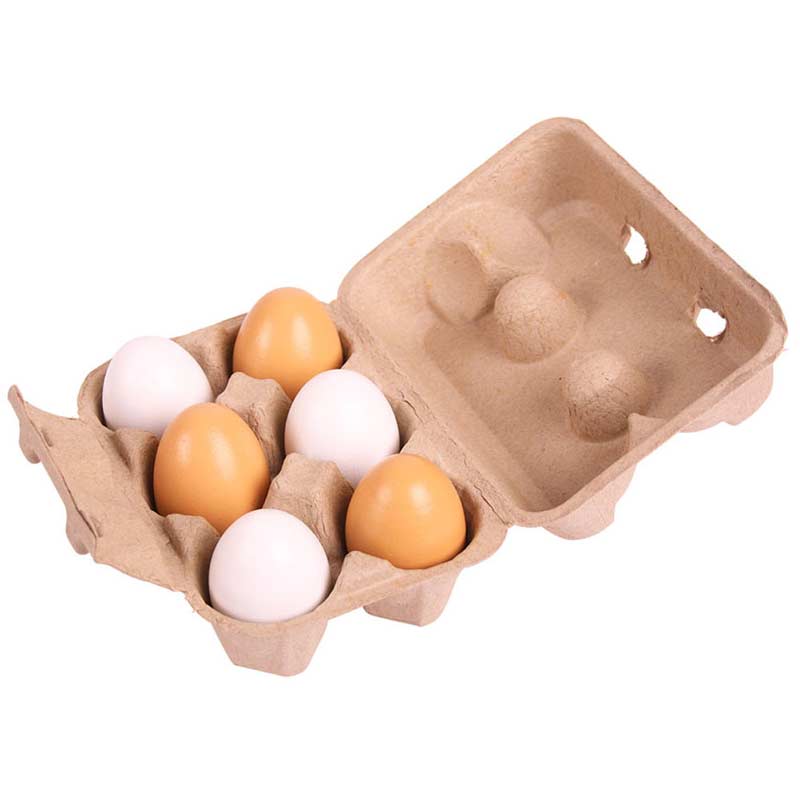 Six Wooden Eggs In Carton