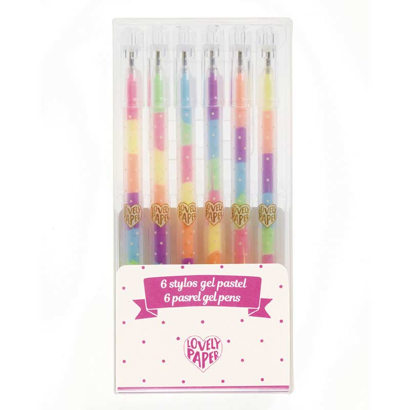 6 Pastel Rainbow Gel Pens by Djeco