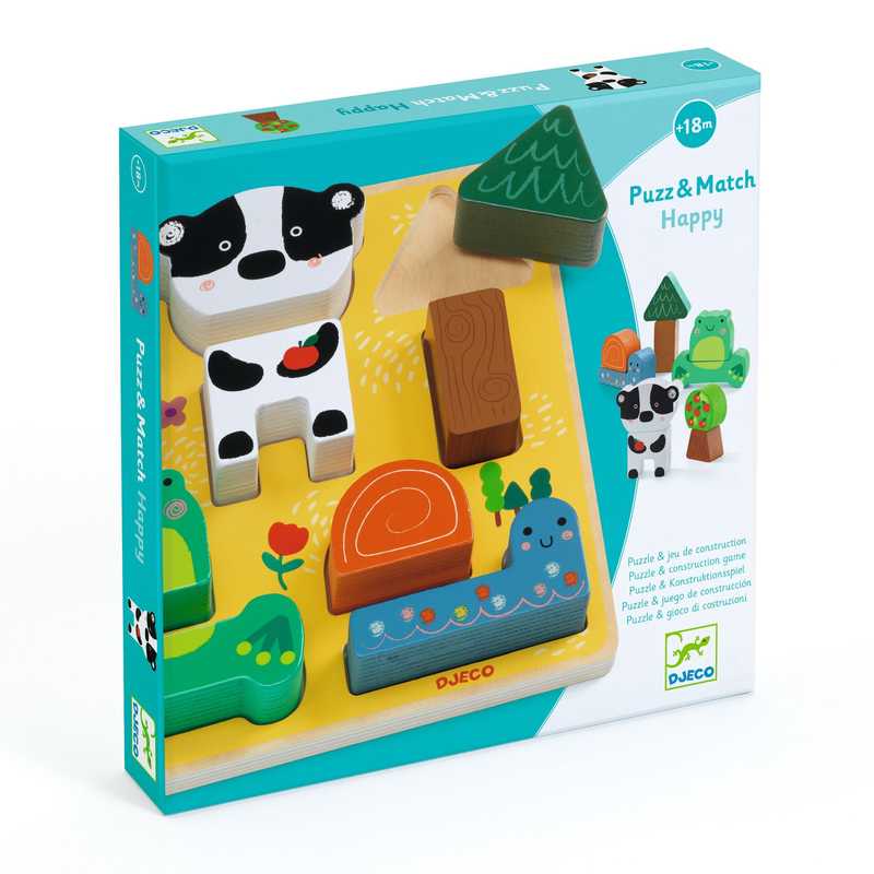 Happy Puzz & Match Wooden Puzzle by Djeco