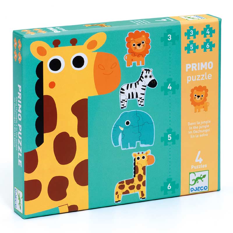 In the Jungle 3, 4, 5, 6pcs Giant Primo Puzzle by Djeco