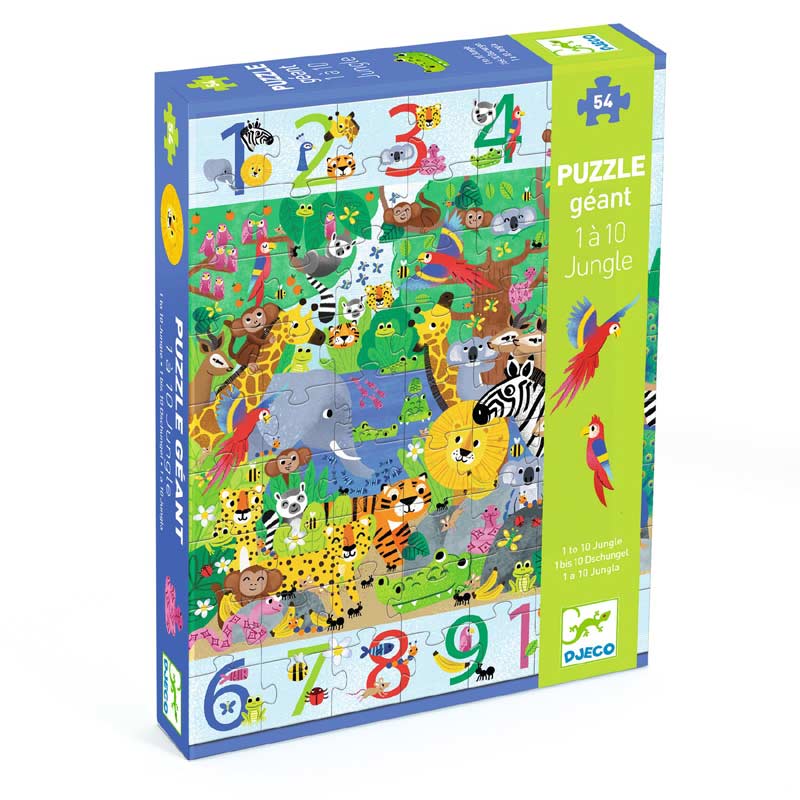 1 to 10 Jungle - 54pcs Giant Puzzle by Djeco