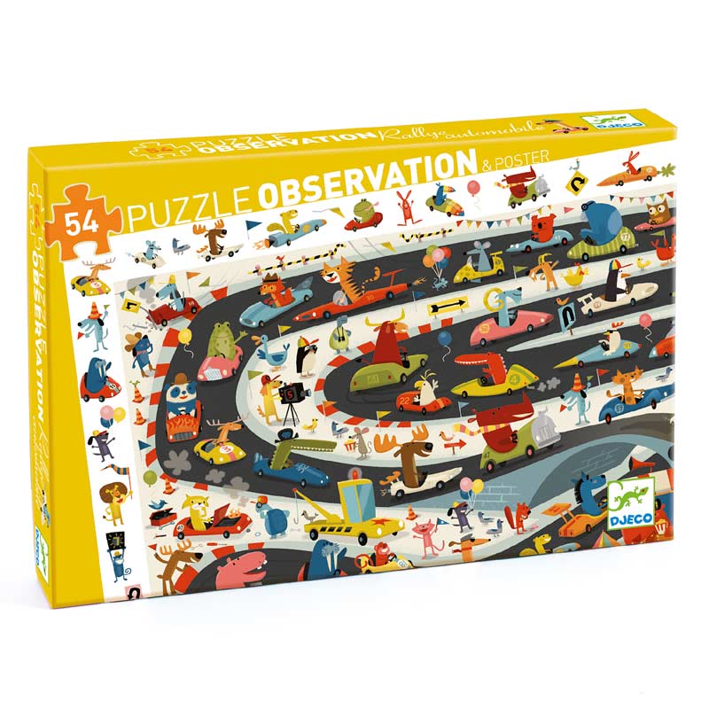 54 pcs Car Rally Observation Puzzle by Djeco