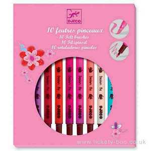 10 Sweet Colours Felt Brushes by Djeco