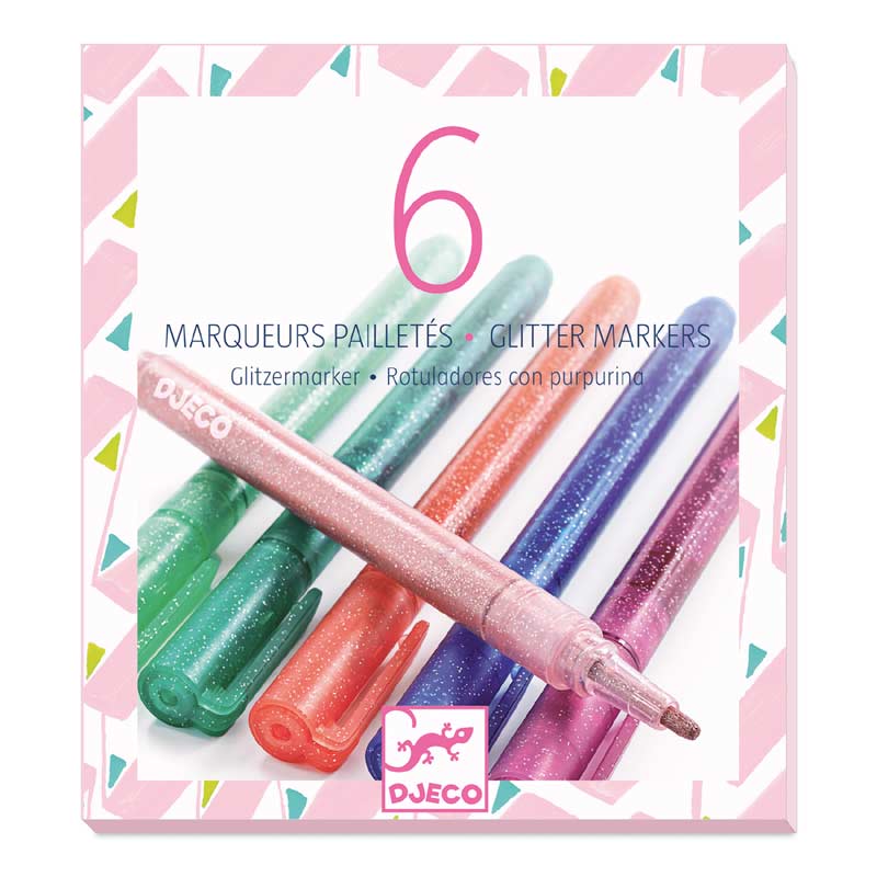 6 Sweet Glitter Markers by Djeco