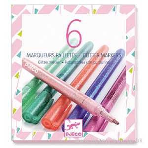 6 Sweet Glitter Markers by Djeco