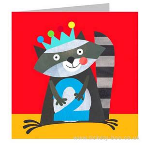 Number Two Racoon Card by Kali Stileman