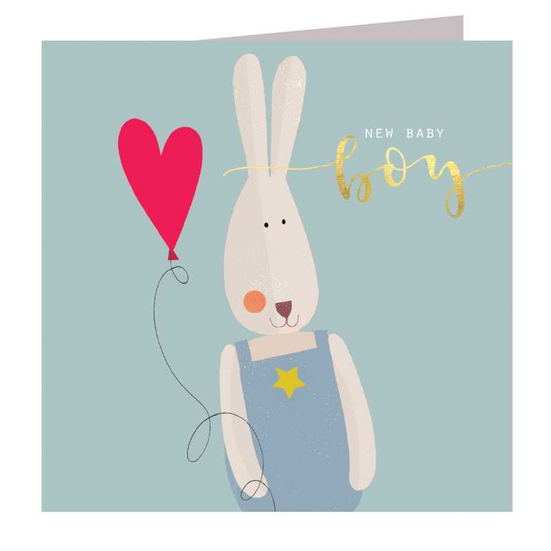 Gold Foiled Baby Bunny Boy Card by Kali Stileman