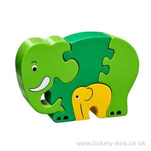 Green Elephant & Baby Jigsaw by Lanka Kade