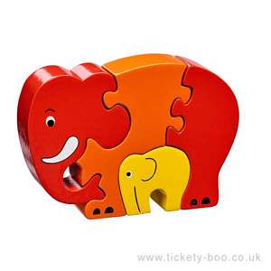 Red Elephant & Baby Jigsaw by Lanka Kade